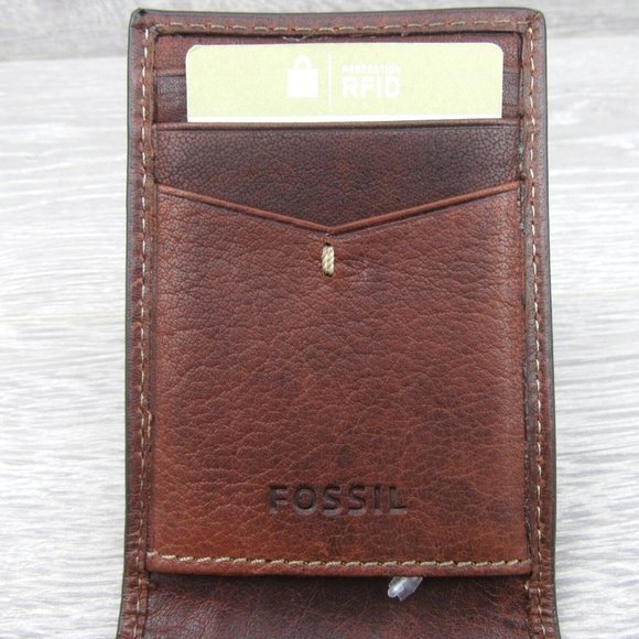 Fossil Allen RFID Magnetic Front Pocket Bifold Moneyclip Mens Wallet Brown NEW - Picture 7 of 11